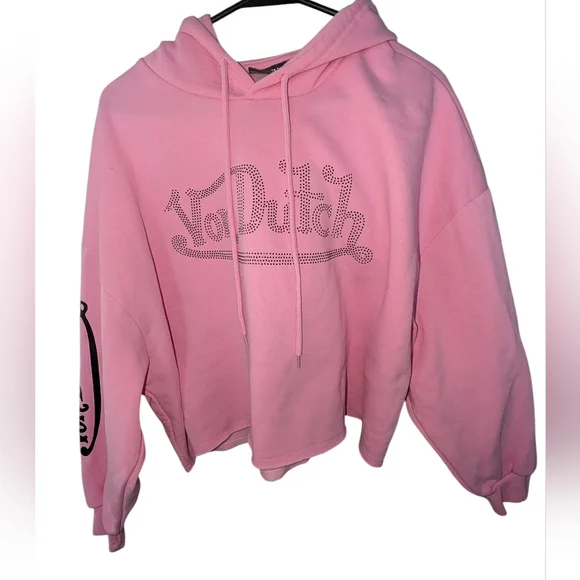 Von Dutch Light Pink Cropped Hoodie - Picture 1 of 4